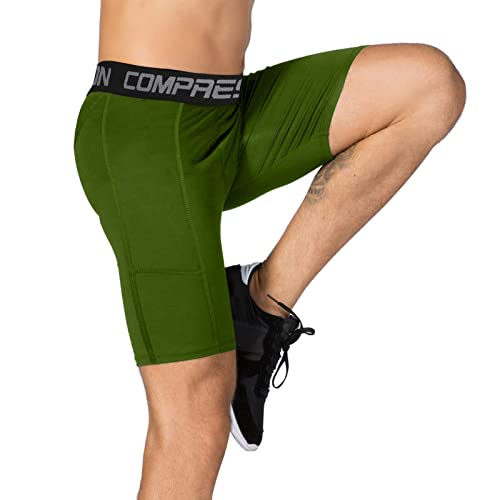 Holure Men's 5 Pack Performance Compression Shorts Athletic Running Underwear Black/Camo Black/Camo White/Blue/Green 16-M #TOP3