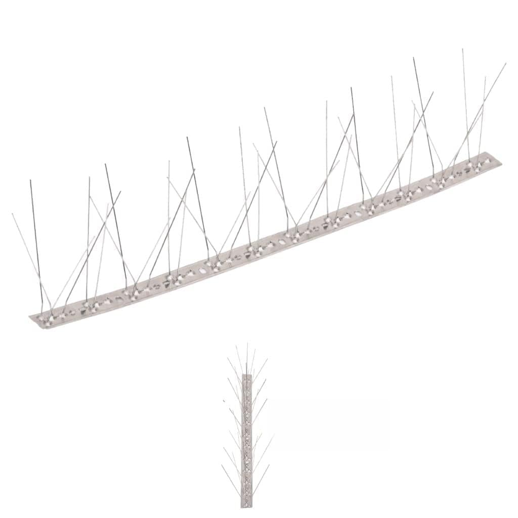 Set Dissuasori per Uccelli e Piccioni 20 pz Acciaio 5 File 10 m,Forniture domestiche,Controllo infestanti,Repellenti,Repellenti per animali-149133