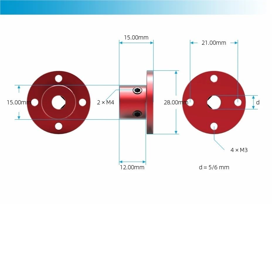 Conector de acoplamiento de brida para eje de 5 mm ideal en montaje de robots y maquetas 3