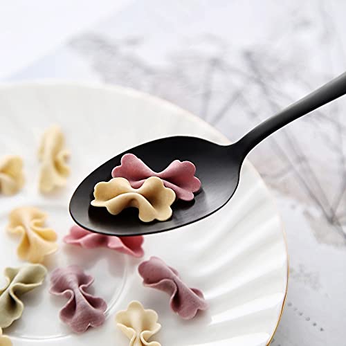 image for Matte Black Dessert Spoon, Seeshine 6.8-inch Stainless Steel Black Tea