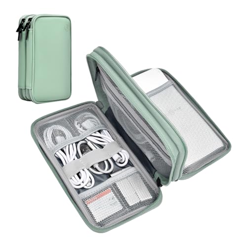 Étui pour powerbank de voyage double couche vert clair en cuir étanche