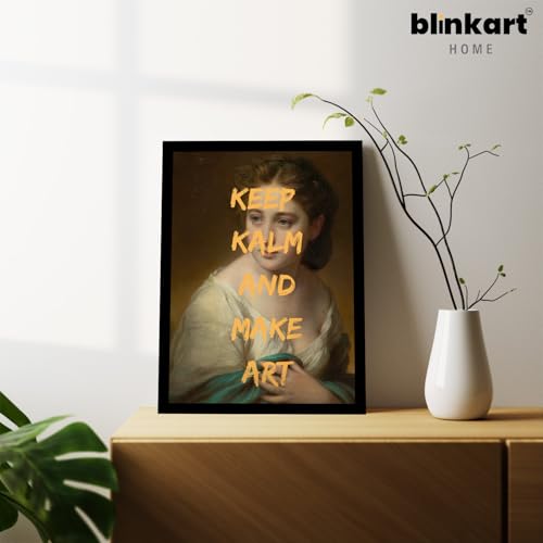 Image of BLINKART Framed Photo - Keep Kalm An Make Art | Altered Art Theme | Motivational & Inspirational Wall Art Poster for Home, Bedroom, Living Room, Office, Hotel & Gifting - 12x8 Inch