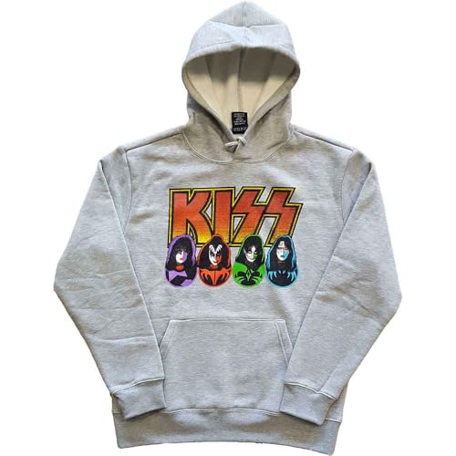 KISS sweat-shirt à capuche homme gris avec le logo imprimé Faces and Icons