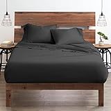 Neighbourhood Home 100% Giza Egyptian Queen Sheets Set - Soft Breathable Giza Sheet Set, 16' Extra Deep Pockets Fitted Sheet Fits Thick Mattress, Sateen Weave Sheet Set - Dark Grey