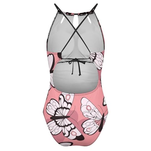 Maillot de bain gainant rose et imprimé papillon pour sculpter la silhouette