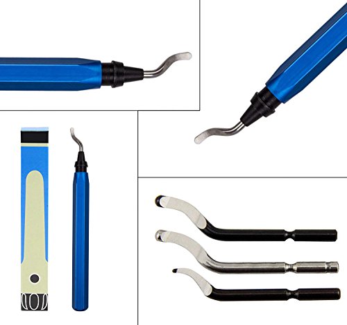 YXGOOD Hand Deburring Tool Kit Set with 15pc HSS Blade- Practical for Cutting Deburrs Wood, Plastic, Aluminum, Copper and Steel(Blue) - Thumbnail 6
