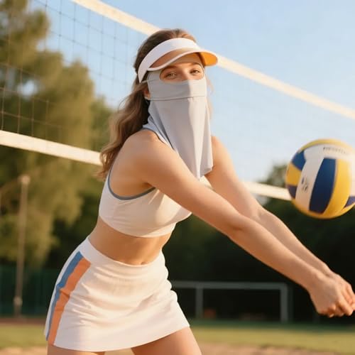 Image of TecoKart Face Mask with Neck Protection, UPF 50+ & Adjustable Ear Loops | Breathable Sun Protection Mask for Women Cycling, Biking, Outdoor Activities