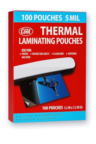 5 MIL Laminating Sheets 100 Count, 5.3x7.2 in, Dry-Erase Friendly Pouches