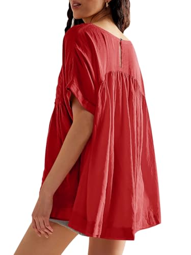 Image of Tankaneo Womens Summer Babydoll Tops Casual Loose Fit Peplum Oversized Tunic Shirts