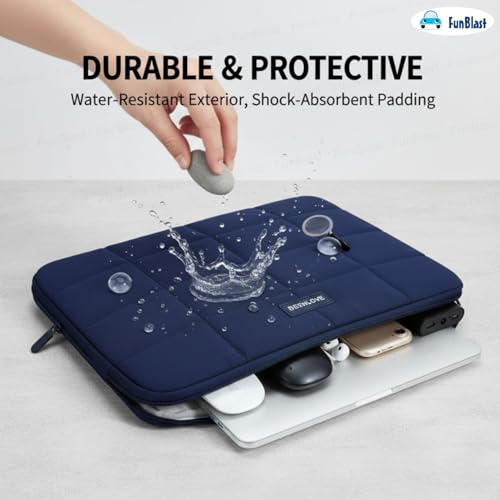 Image of FunBlast Padded Laptop Cover Bag - Laptop Sleeve Bag, Multifunctional Shockproof, Waterproof Laptop Case, 14 Inches Business Bags for Business, Travel, College (Navyblue)