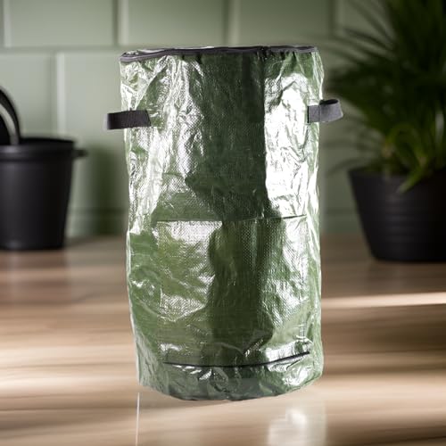 GOLDBEARUK Indoor-Outdoor Small Composter Bin - Kitchen Waste Container - Green Medium 59cm