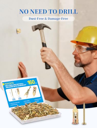 Image of 160 PCS Self Drilling Drywall Anchors with Screws Kit, Zinc Plated