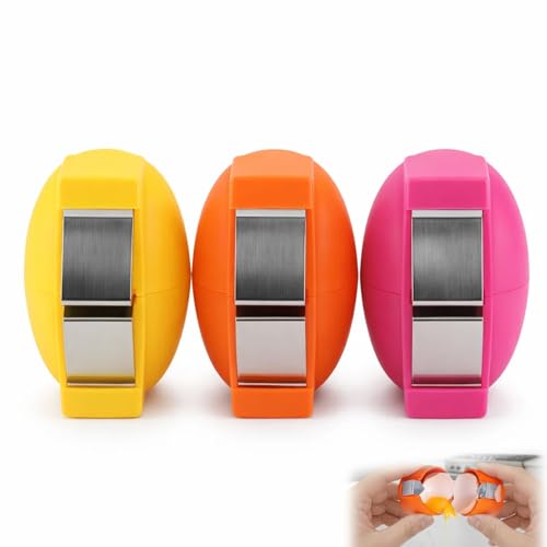 3 PCS Egg Opener, Egg Separator for Raw Eggs, Kitchen Gadgets for Baking and Meal Preparation, Three-Piece Set in Orange, Yellow and Pink Colors