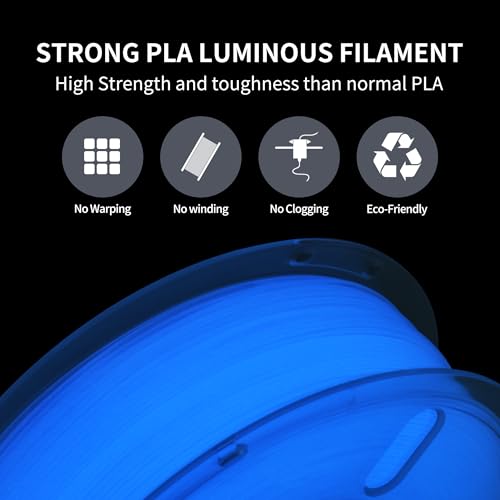 Image of RAMBERY Glow in The Dark Blue 3D Printer Filament Luminous PLA Filament 1.75mm 3D Printing Filament Fit Most FDM Printers, 1kg(2.2lbs) /Spool