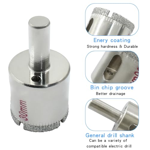 Image of Luomorgo 30mm Diamond Hole Saw Diamond Drill Bits, 2Pcs | 1.1 Inch Cutting Depth, For Glass Ceramic Marble, For Porcelain Tile Granite, For Quartz Gemstone