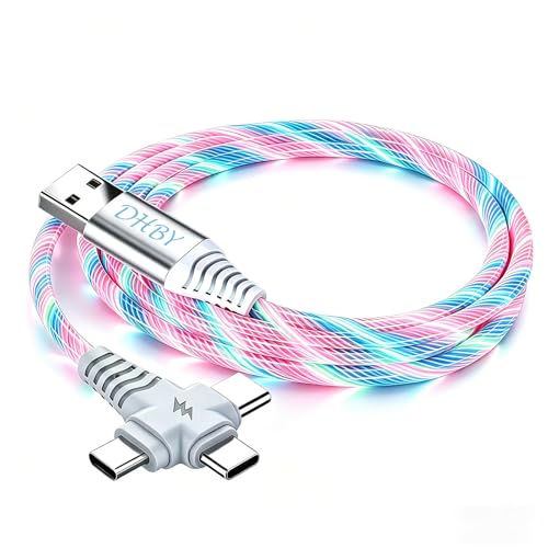 Image of 3-in-1 LED Colorful Flowing Light Fast Charging Cable 39-inch, Soft PVC USB Cable with Super Fast Charging, High-Speed Data Sync & Energy-Saving Light Effect, Compatible with Nearly All Devices.