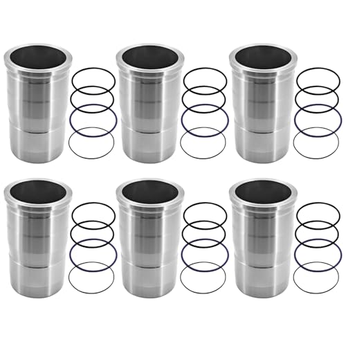 6PCS Cylinder Liner Sleeve Compatible with VOLVO D13/DXi 13 Engine 2008–2022, Fit for MACK MP8 2007–2022 Replacement 21334768 270950 21334768 20760235 20854851 20852790 and O-rings 270950