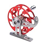 Vaveren Ice Fishing Reel 65 mm Fishing Tackle Gear Portable Fisherman Gift for Freshwater Saltwater for Raft Aluminum Alloy All Metal, Red