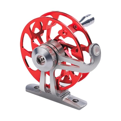 B Baosity アイスフィッシングリール アルミ合金 釣りアクセサリー 淡水 海水 省力化 いかだ用 直径65mm フルメタル, 赤