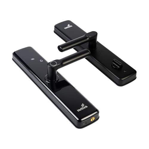 Image of Hettich Smart Digital Door Lock with Fingerprint, Password, Card & Key Backup, CTC 68mm, Backset 60mm, Fits 35-60mm Wooden Doors, Keyless Entry, USB Emergency Power, | (Black, 2-Year Warranty)