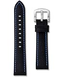 Cinturino per orologio in tela nera | 18 mm, 20 mm, 22 mm, 24 mm | Cuciture nere, grigie, bianche, blu, gialle, arancioni e rosse | Nylon premium | Cinturino di ricambio in tela da corsa | Barre a