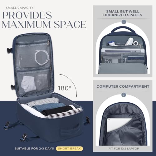 Hayayu Mochila Viaje Cabina Avion 40x20x25, Mochilas Cabina para Ryanair 40x30x20cm Maletas De Viaje Mujer Hombre Equipaje De Mano 40x20x25 Bolsa 20L con Orificio De Carga Y Bolsillo Antirrobo - imagen 6