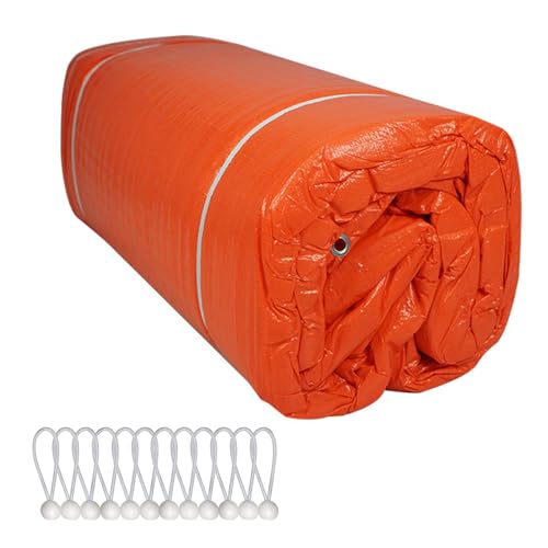 Concrete Blanket Multipurpose Use Weatherproof Winter Construction Insulated Waterproof Tarps Tarpaulin with Ball Bungee Cords 12 x 24 0.15 inch Thickness Orange 1-Package