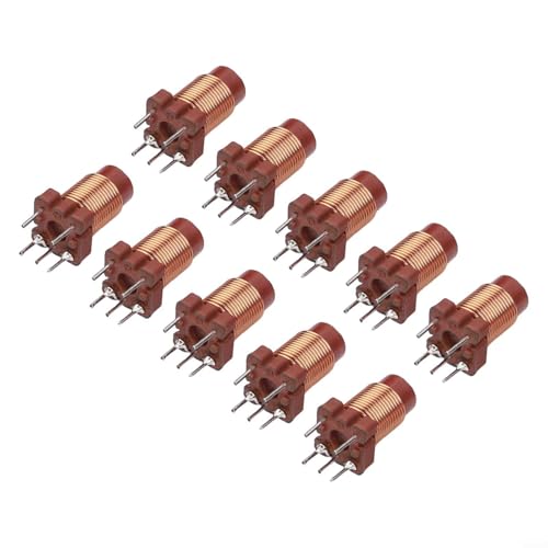 Adjustable High-Frequency Ferrite Core Inductor 12T, Plug-in Inductor Set 10pcs for Electronics, Inductance Range 0.6uH to 1.7uH, Ferrite Core 3.6mm x 8mm