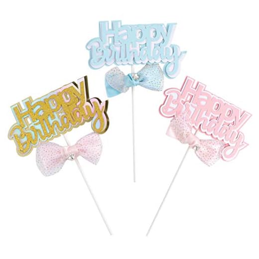 PRETYZOOM Grattis på födelsedagen tårtprydnad rosett tårtkort grattis på födelsedagen kort insats för tårta cupcake dekorationer kort (färgglad) 3 st