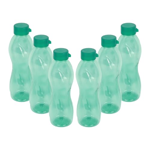 Image of PEARLPET Pheonix BPA-Free Plastic Water Bottle Set |Lightweight, Leak-Proof & Freezer Safe - Pack of 6 (1000ml Each), Green