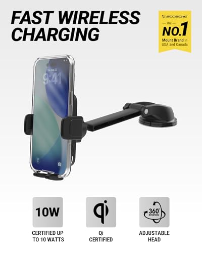 Cargador inalámbrico de coche compatible con iPhone y Samsung Android 2