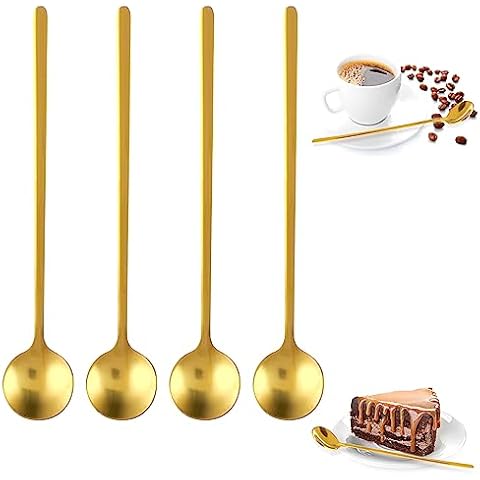 COMNICO Gold Stainless Steel Coffee Spoons Set Cover