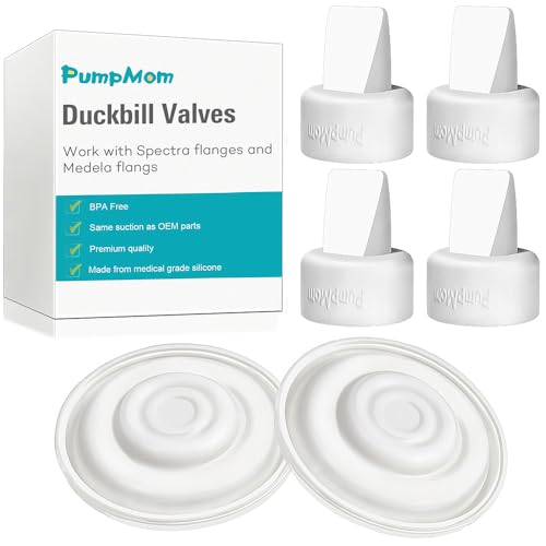 Image of PumpMom Pump Parts Compatible with Spectra, Replacement Duckbill Valves and Silicone Membrane for Spectra S2 Spectra S1 9 Plus and SG Breastpumps - Pack of 6