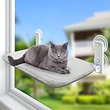 GUUSII HOME 猫窓ベッド ねこベッド 猫ハンモック 折畳み式猫ハンモック 吸盤 猫窓用ハンモック 猫窓ベッド 窓ハンモック 猫窓ベッド 吸盤式 ペットベッド ねこ ネコ キャットハンモック キャットマット 窓際マット 通気メッシュ 日光浴 ウィンドウベッド 洗える 猫用 耐荷重約25KG ストレス解消 組立簡単 日本語説明書付き 90日保証 (グレー, S)