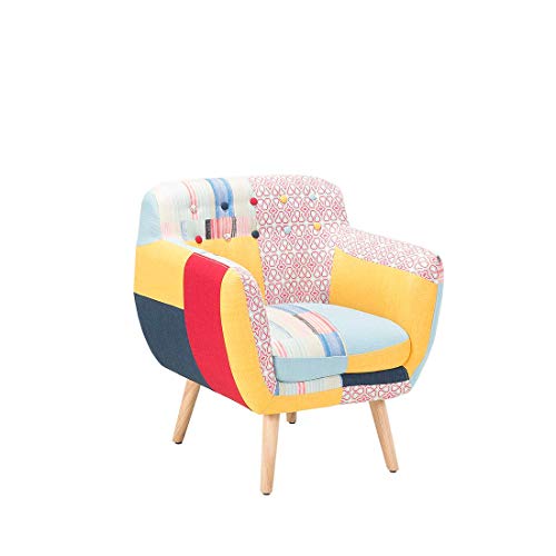 Trendy Sessel Polsterbezug Dicke Sitzfläche bunt Patchwork Melby
