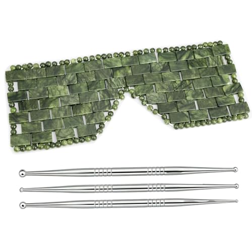 Masque pour les yeux en jade contre le gonflement et les cernes avec stylos d'acupression