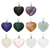 sourcing map Colgantes de piedra con forma de corazón, cristales naturales, para San Valentín, con forma de corazón, Pequeño, Vidrio, Sin piedra preciosa