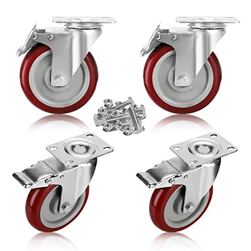 GloEra 5 inch Swivel Caster Wheels Heavy Duty 1800 LBS Capac...