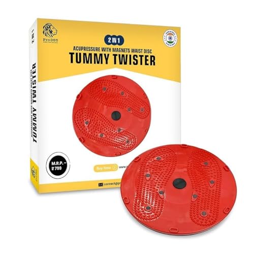 Image of PRO365 Tummy Twister Acupressure Abs Shaper with Magnets Reflexology & Core Workout Machine for Men & Women (RED)