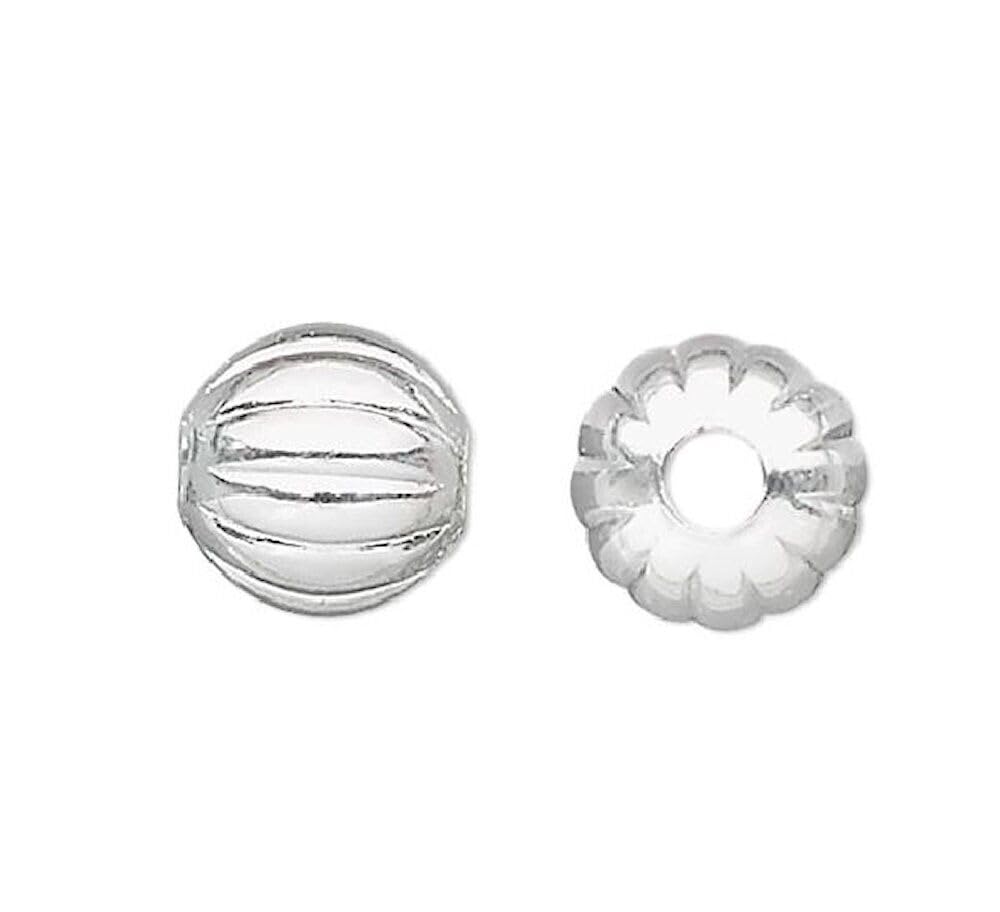 Beads for Jewelry Making, Bracelet, Earring and Necklace Bead, 100 Silver Plated Brass Corrugated 6mm Round Beads with 1.4mm Hole