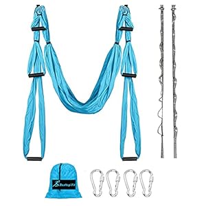 Aerial-Yoga-Swing-Set-Yoga-Hammock-Trapeze-Sling-Inversion-Tool-for-Indoor-Home-Fitness-Blue