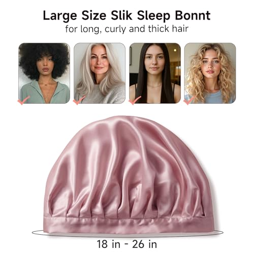 image for Kaome 100% Mulberry Silk Bonnet for Sleeping Women, 22 Momme Double La