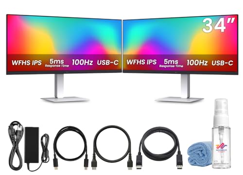 Image of LG UltraWide 34U530A-W 34 Inch 100 Hz HDR IPS Monitor 2560 x 1080 USB-C DisplayPort (34U530A-W) + Display Port Cable + Cleaning Kit + USB-C Cable (7pc Bundle)