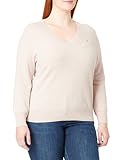  Tommy Hilfiger Damen CRV Wool Cashmere V-Nk Sweater Pullover, White Dove Heather, 46