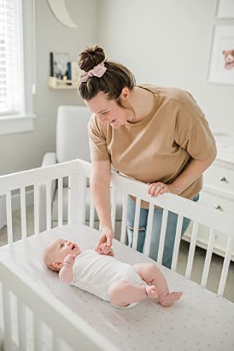 Satin Fitted Crib Sheet (2 Pack) Premium Oeko-TEX Certified Satin Crib Sheet Set, Prevents Bald Spots Like Silk Crib Sheets for Baby Hair (White with Light Gray Hearts & Stars) - Image 6