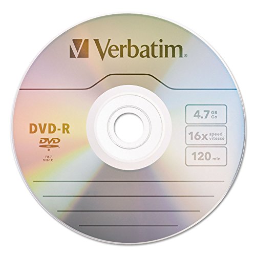 Image of Verbatim DVD-R Blank Discs AZO Dye 4.7GB 16X Recordable Disc - 100 Pack Spindle,Silver