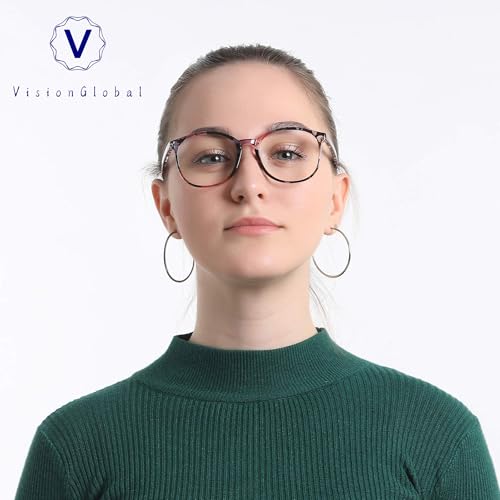 Image of VisionGlobal Blue Light Blocking Glasses, Lightweight Oval Frame, Computer Glasses for Gaming, Office, TV