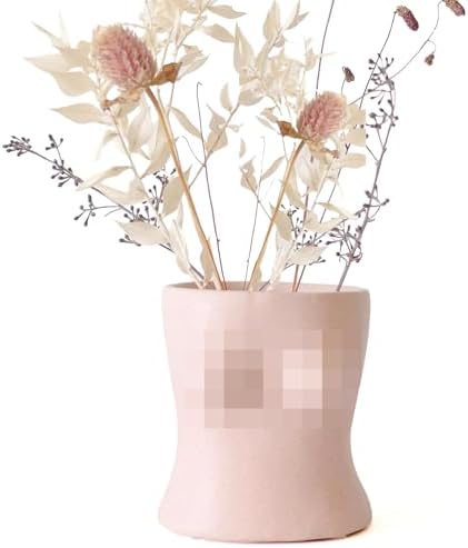 Boob Vase Boobie Planter, Ceramic Female Form Bust Plant Pot with Drainage Hole, Matte Body Vase Boobs Art Sculpture, Woman Shaped Boho Chic Decor Unique Feminist Home Decoration (Top, Speckled Pink)