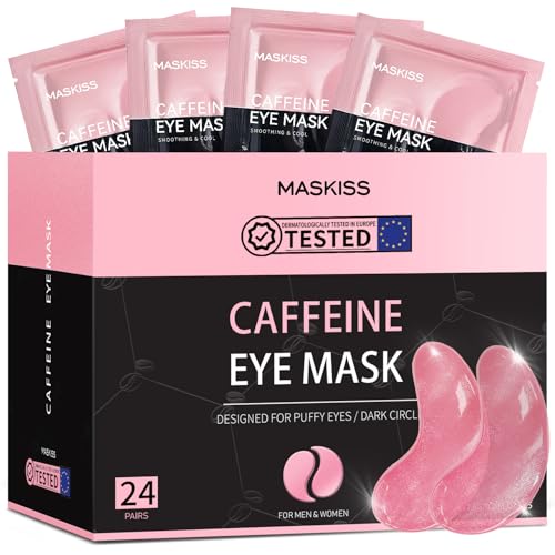 Under Eye Gel Patches (24 Pairs), Caffeine Eye Masks for Dark Circles Puffy Eyes Undereye Bags, Collagen Eye Patches for Wrinkles and Puffiness, Skin Care Gift for Her