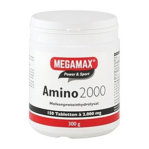 MEGAMAX Amino 2,000 Amino Acid Tablets; Pure Whey Protein Hydrolysate for Diet & Building Muscles. Contents: 150 Tablets (300g)